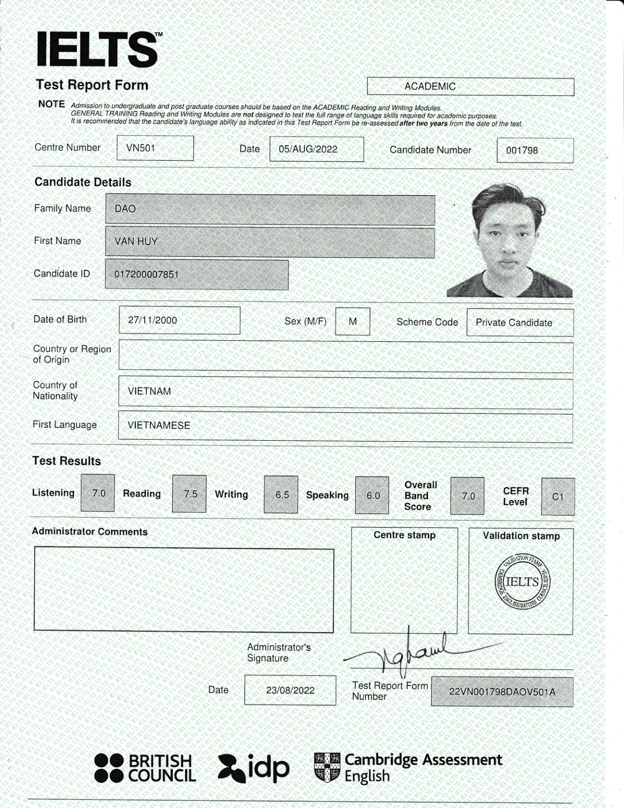 IELTS Certificate