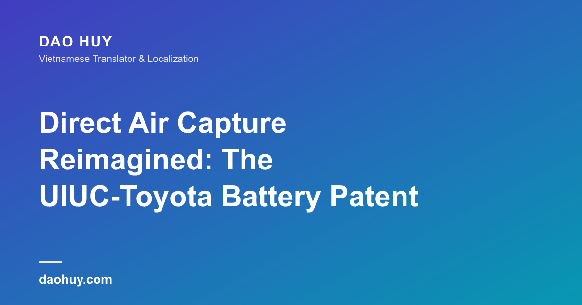 Capture directe du CO2 sans chaleur : les brevets UIUC-Toyota décryptés