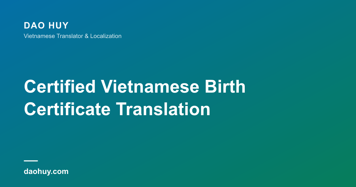 Traduction certifiée d'un acte de naissance vietnamien