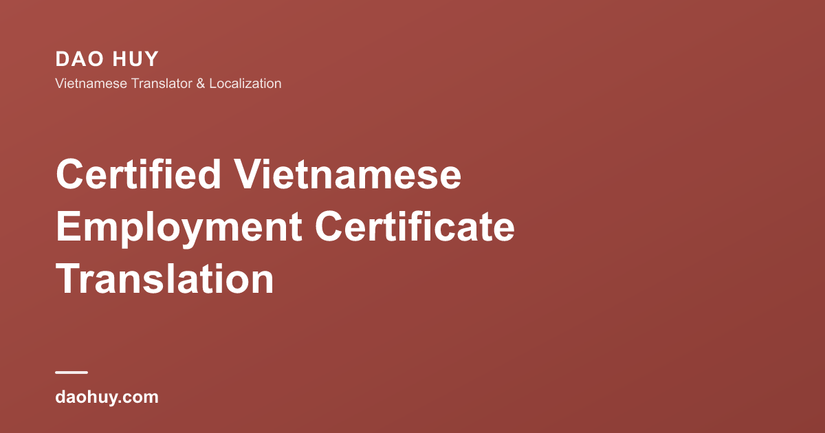 Traduction Certifiée Attestation de Travail Vietnamienne