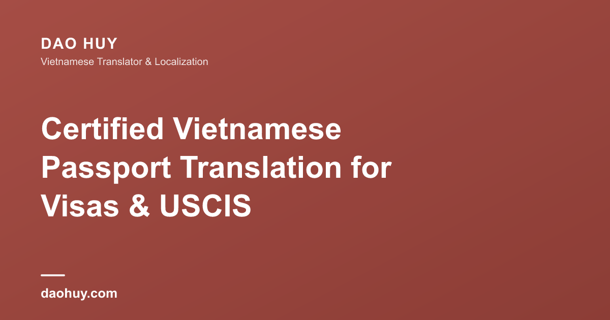 Traduction certifiée du passeport vietnamien : pages, tarifs